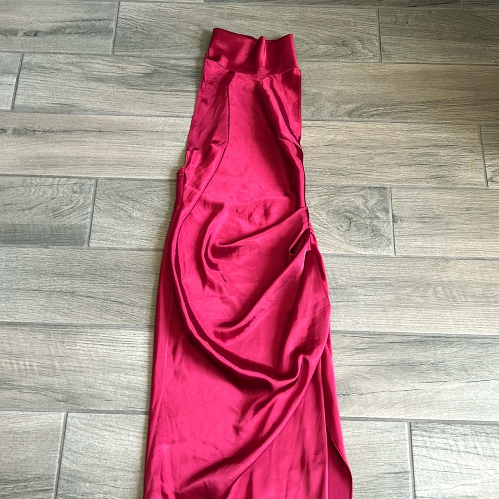New arrivals dark pink silky dress